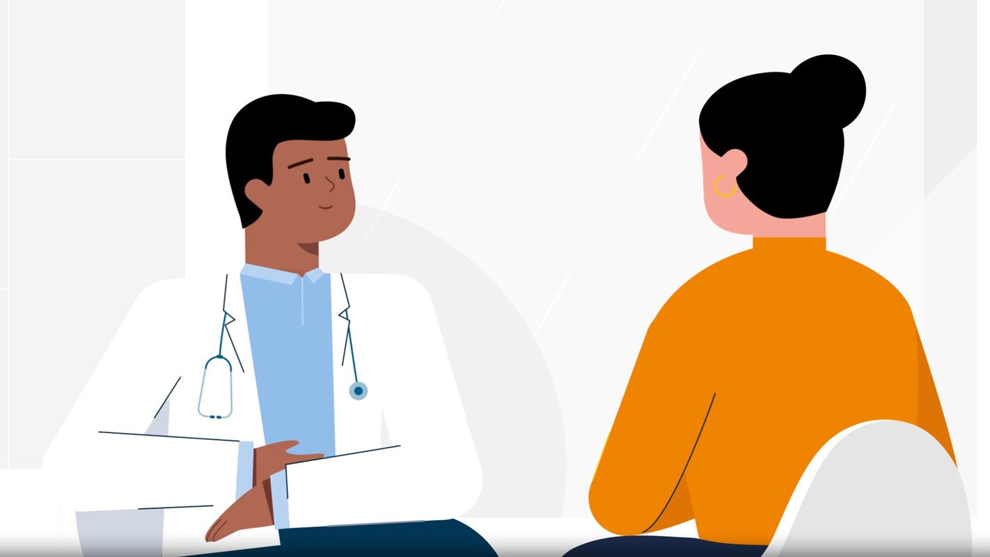 Graphic of a doctor talking to a patient