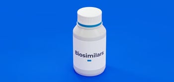 A pill bottle with Biosimilars written on it