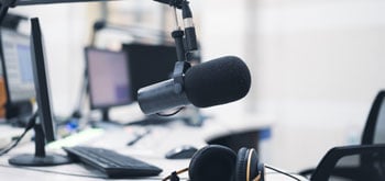 Close up image of a microphone on a stand