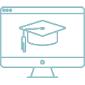 Computer screen with graduation cap