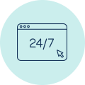 Icon of a computer screen representing 24-7 monitoring