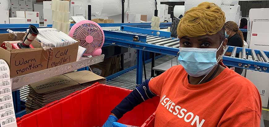 A McKesson employee in a distribution facility