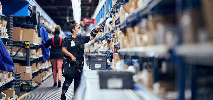 A person working in a distribution center