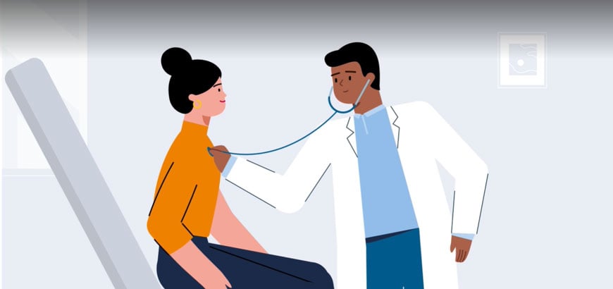 Graphic of a doctor examining a patient