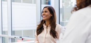 A female executive smiling