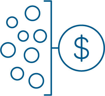 Icon of data transforming into a dollar sign