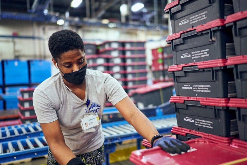 A person working in a McKesson distribution facility