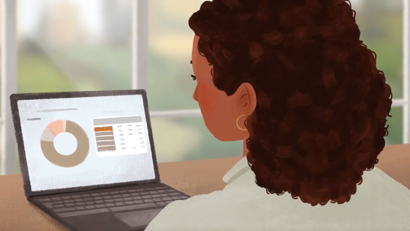 Illustration of a woman using a laptop