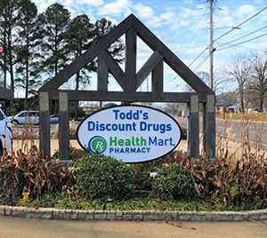 Sign for Todd's Discount Pharmacy