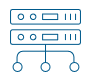 Two stacked servers with network connections