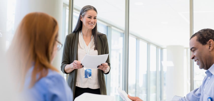 A female executive speaking